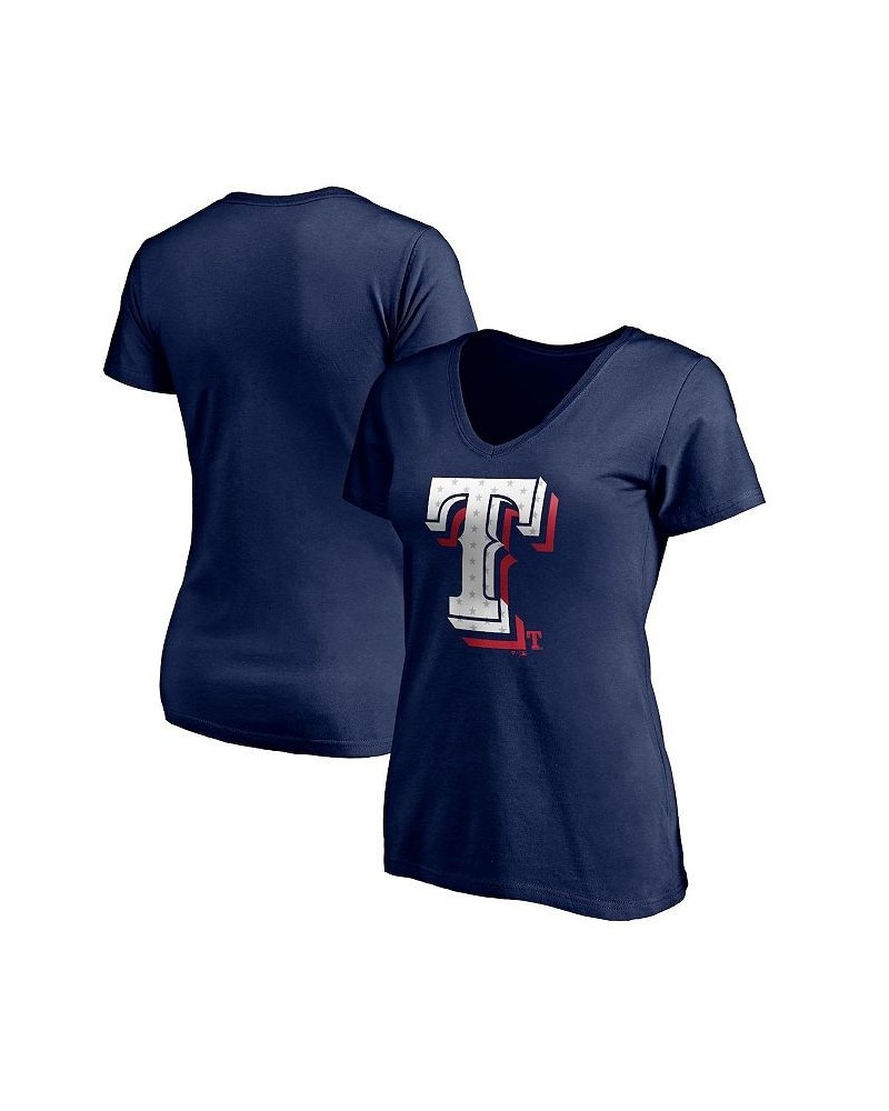 Women's Navy Texas Rangers Red White & Team V-Neck T-shirt Navy $16.00 Tops