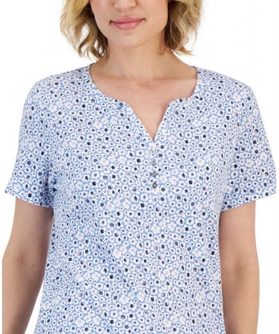 Petite Short-Sleeve Henley Top Granada Sky $10.25 Tops