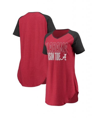 Women's Crimson Charcoal Alabama Crimson Tide Raglan V-Neck Nightshirt Crimson, Charcoal $22.00 Pajama