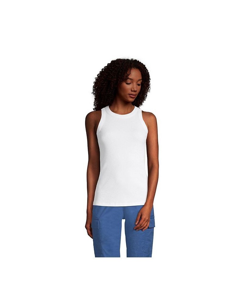 Women's 2x2 Rib Crew Neck Tank Top White $21.17 Tops