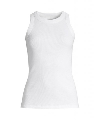 Women's 2x2 Rib Crew Neck Tank Top White $21.17 Tops