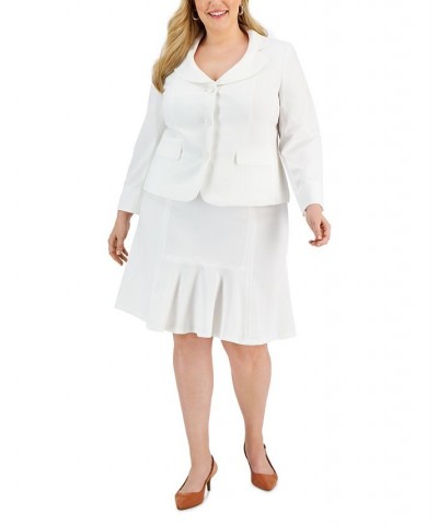 Plus Size Crepe Flared Skirt Suit White $83.30 Suits