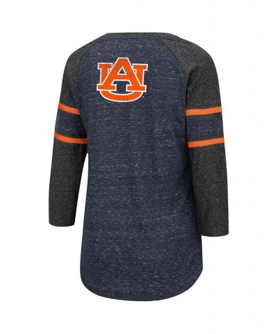 Women's Auburn Tigers Scienta Pasadena Raglan 3/4 Sleeve Space Dye Lace-Up T-shirt Navy, Heathered Charcoal $21.50 Tops