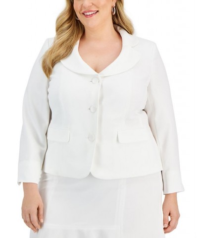 Plus Size Crepe Flared Skirt Suit White $83.30 Suits