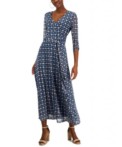 Petite Print Faux-Wrap Maxi Dress Geo Moonlight $22.99 Dresses