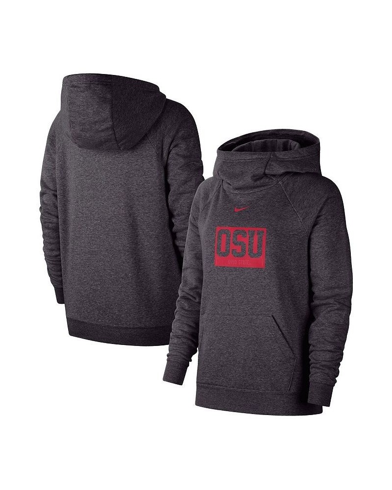 Women's Charcoal Ohio State Buckeyes Essential Funnel Neck Raglan Pullover Hoodie Charcoal $49.49 Sweatshirts