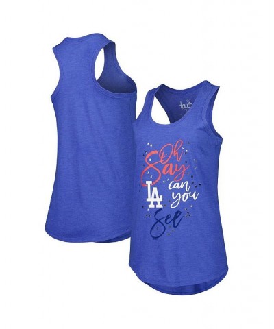 Women's Royal Los Angeles Dodgers Americana Tri-Blend Racerback Tank Top Royal $26.40 Tops