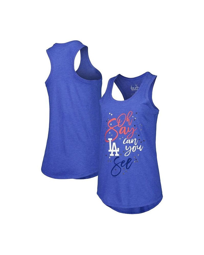 Women's Royal Los Angeles Dodgers Americana Tri-Blend Racerback Tank Top Royal $26.40 Tops