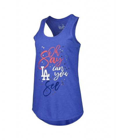 Women's Royal Los Angeles Dodgers Americana Tri-Blend Racerback Tank Top Royal $26.40 Tops