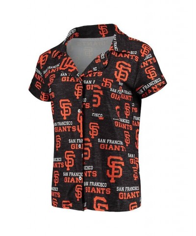 Women's Black San Francisco Giants Zest Allover Print Button-Up Shirt and Shorts Sleep Set Black $33.03 Pajama