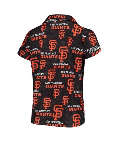 Women's Black San Francisco Giants Zest Allover Print Button-Up Shirt and Shorts Sleep Set Black $33.03 Pajama