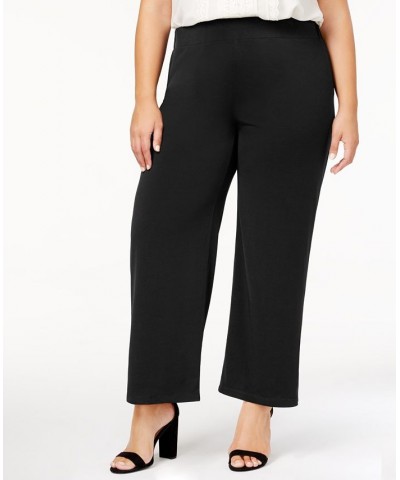 Petite Plus Size Pull-On Wide-Leg Pants Black $14.35 Pants