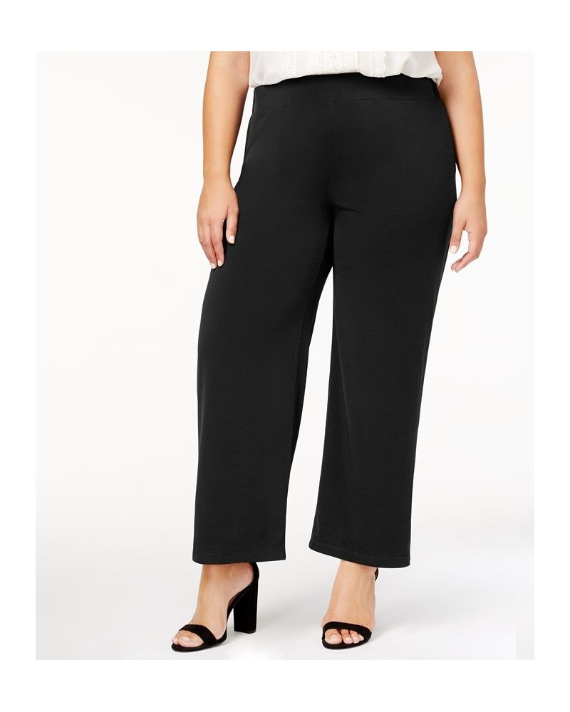 Petite Plus Size Pull-On Wide-Leg Pants Black $14.35 Pants