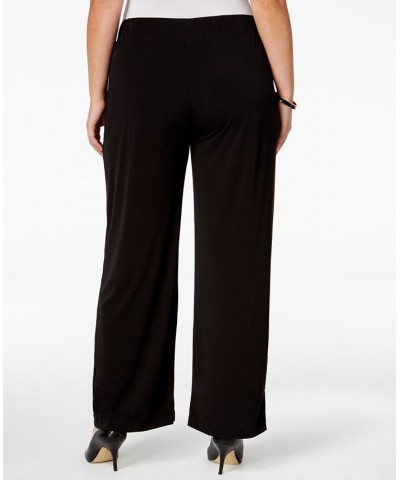 Petite Plus Size Pull-On Wide-Leg Pants Black $14.35 Pants