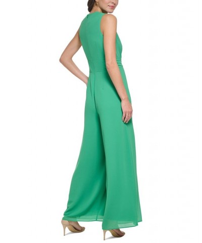 Women's Chiffon Twist-Front Jumpsuit Green $89.00 Pants