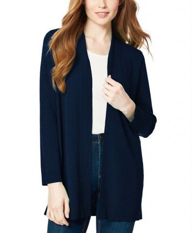 Women's Relaxed V-Neck Open Cardigan Blue $29.57 Sweaters