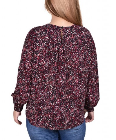 Plus Size Long Sleeve Cutout-Front Blouse Abstract Square $13.72 Tops