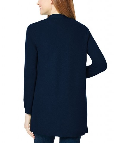 Women's Relaxed V-Neck Open Cardigan Blue $29.57 Sweaters