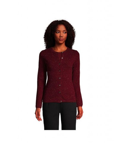 Women's Cashmere Cardigan Sweater Rich burgundy donegal $75.58 Sweaters