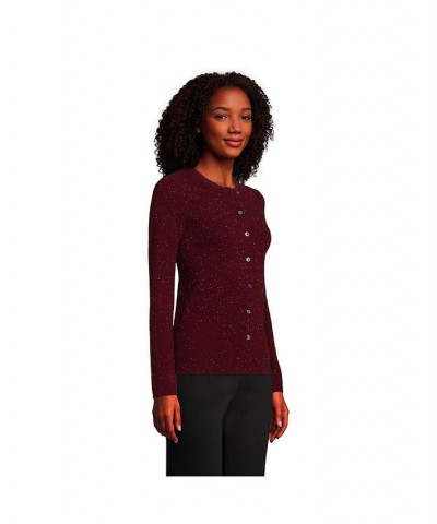 Women's Cashmere Cardigan Sweater Rich burgundy donegal $75.58 Sweaters