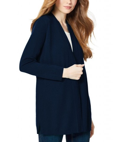 Women's Relaxed V-Neck Open Cardigan Blue $29.57 Sweaters