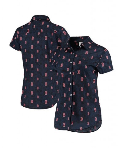 Women's Navy Boston Red Sox Floral Button Up Shirt Navy $40.00 Tops