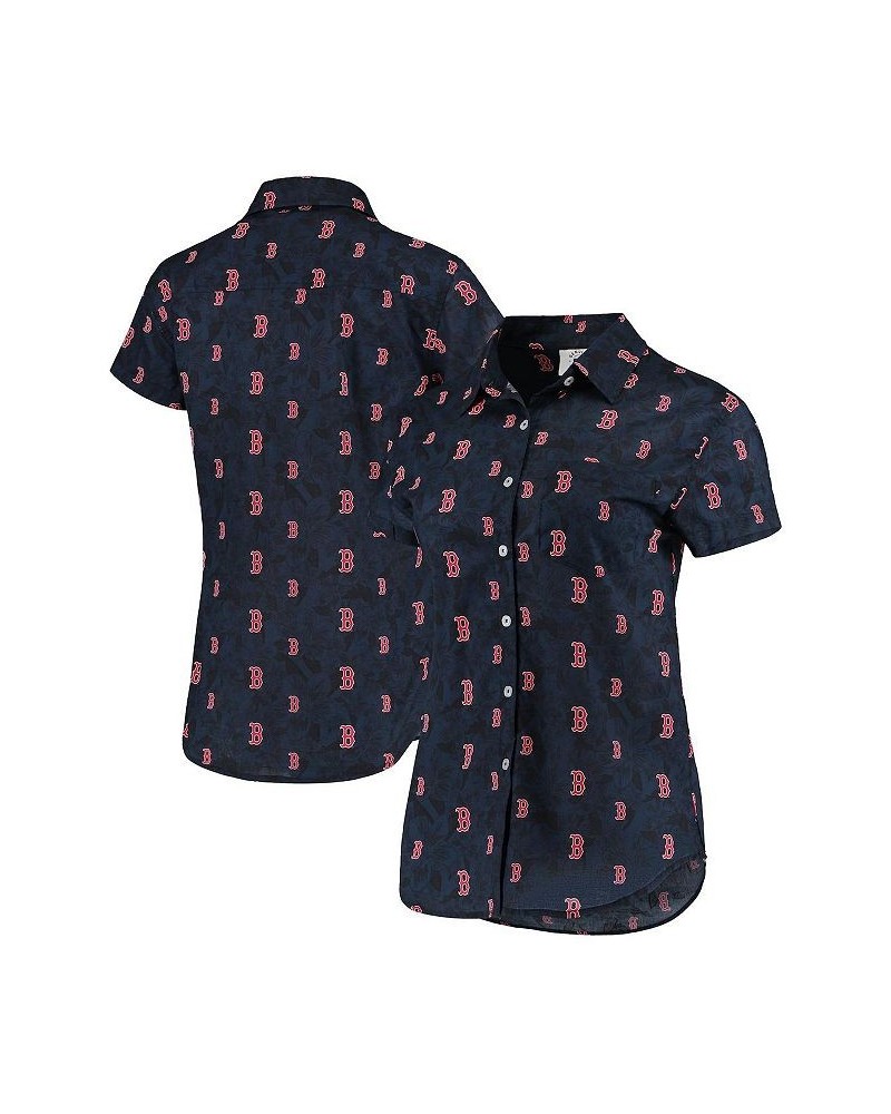 Women's Navy Boston Red Sox Floral Button Up Shirt Navy $40.00 Tops