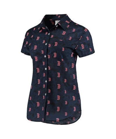 Women's Navy Boston Red Sox Floral Button Up Shirt Navy $40.00 Tops