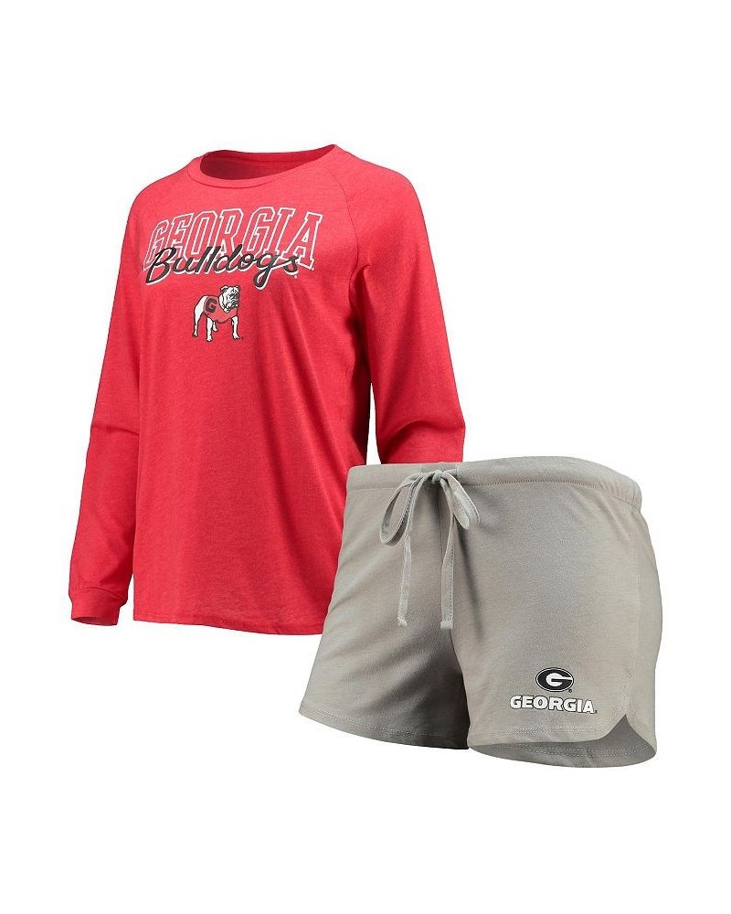 Women's Red Gray Georgia Bulldogs Raglan Long Sleeve T-shirt and Shorts Sleep Set Red, Gray $34.44 Pajama