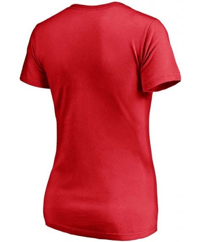 Women's Red Chicago Blackhawks Mascot in Bounds V-Neck T-shirt Red $20.13 Tops