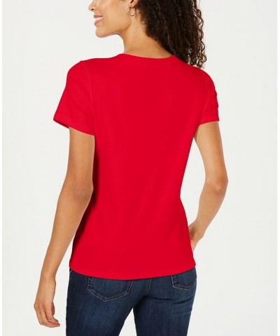 Petite Cotton Henley Top New Red Amore $9.50 Tops