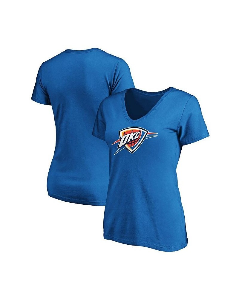 Women's Blue Oklahoma City Thunder Primary Logo Team V-Neck T-Shirt Blue $16.17 Tops