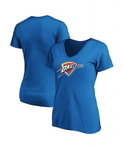 Women's Blue Oklahoma City Thunder Primary Logo Team V-Neck T-Shirt Blue $16.17 Tops