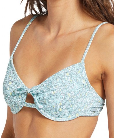 Juniors' Seaside Tropics Underwire Smocked Bikini Top Tourmaline Pretty Paisley $35.00 Swimsuits