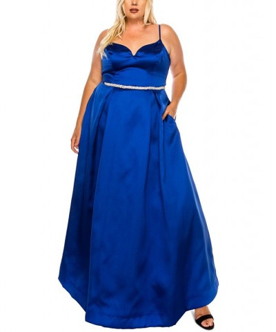 Trendy Plus Size Embellished-Waist Gown Cobalt/cry $55.65 Dresses