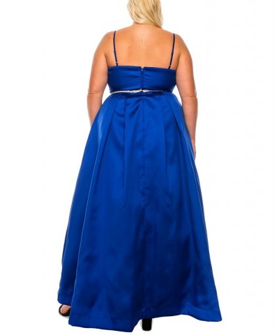 Trendy Plus Size Embellished-Waist Gown Cobalt/cry $55.65 Dresses