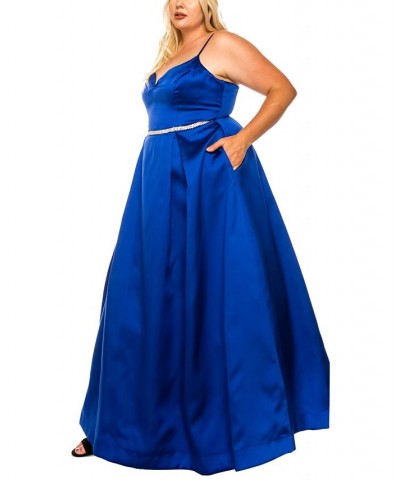 Trendy Plus Size Embellished-Waist Gown Cobalt/cry $55.65 Dresses