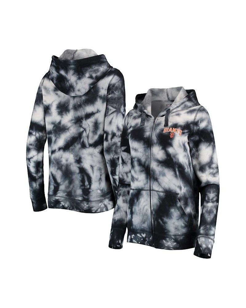 Women's Black San Francisco Giants Tie-Dye Full-Zip Hoodie Black $35.20 Sweatshirts