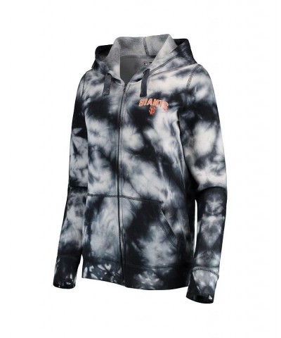 Women's Black San Francisco Giants Tie-Dye Full-Zip Hoodie Black $35.20 Sweatshirts