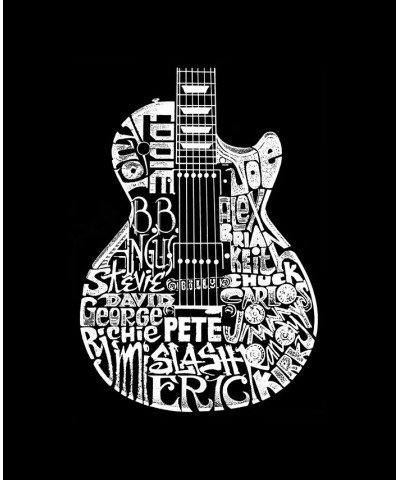 Women's Word Art Rock Guitar Head V-Neck T-Shirt Black $15.75 Tops