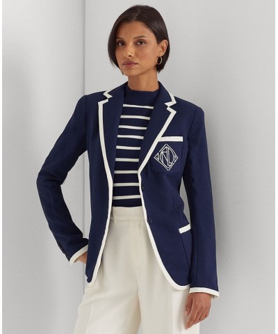 Women's Two-Tone Georgette Blazer Regular & Petite French Navy/mascarpone Cream $82.50 Jackets