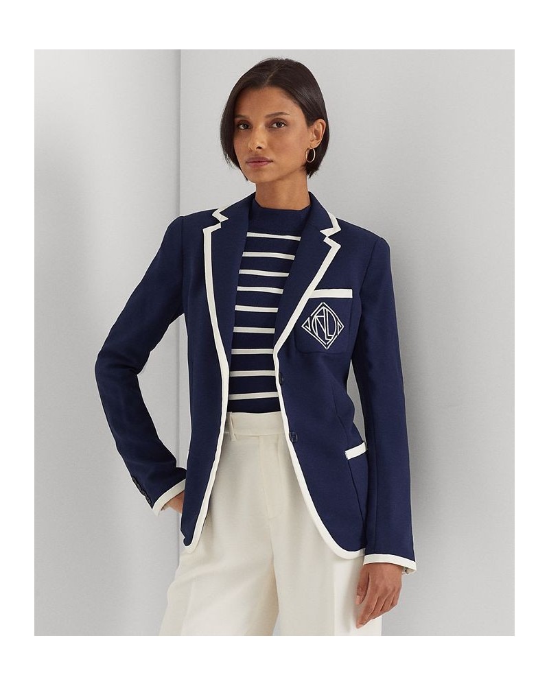 Women's Two-Tone Georgette Blazer Regular & Petite French Navy/mascarpone Cream $82.50 Jackets