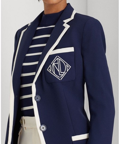 Women's Two-Tone Georgette Blazer Regular & Petite French Navy/mascarpone Cream $82.50 Jackets