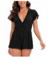 Women's Solid By The Pool Romper Cover-Up Black $36.96 Swimsuits