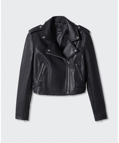 Women's Faux-Leather Biker Jacket Black $55.90 Jackets