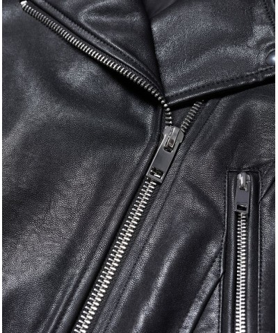 Women's Faux-Leather Biker Jacket Black $55.90 Jackets