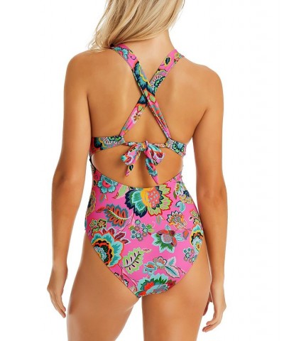 Women's Rosies Bushes One-Piece Swimsuit Lip Gloss $36.58 Swimsuits