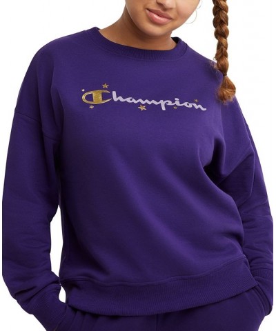 Women's Star Logo Powerblend Crewneck Sweatshirt Purple $25.18 Sweatshirts