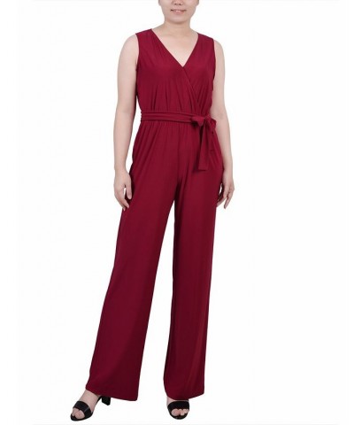 Women's Sleeveless Surplice Jumpsuit Red $18.92 Pants