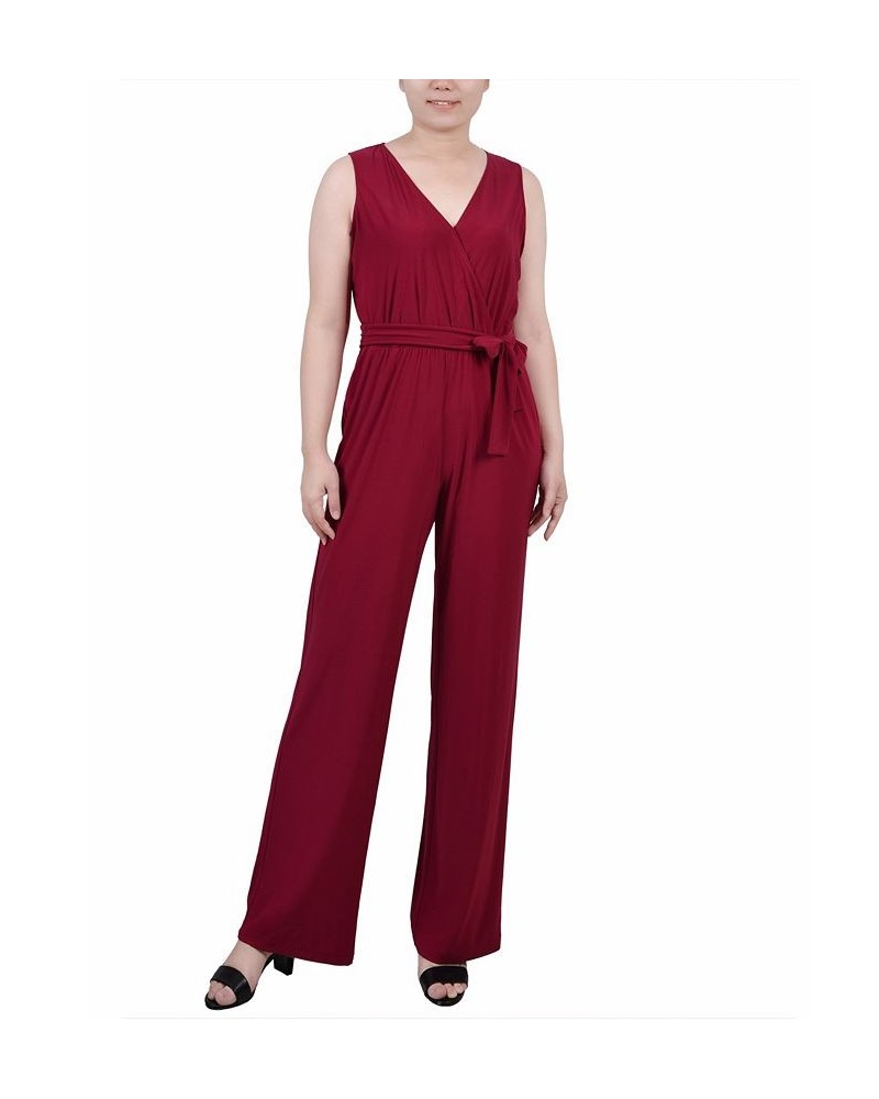 Women's Sleeveless Surplice Jumpsuit Red $18.92 Pants